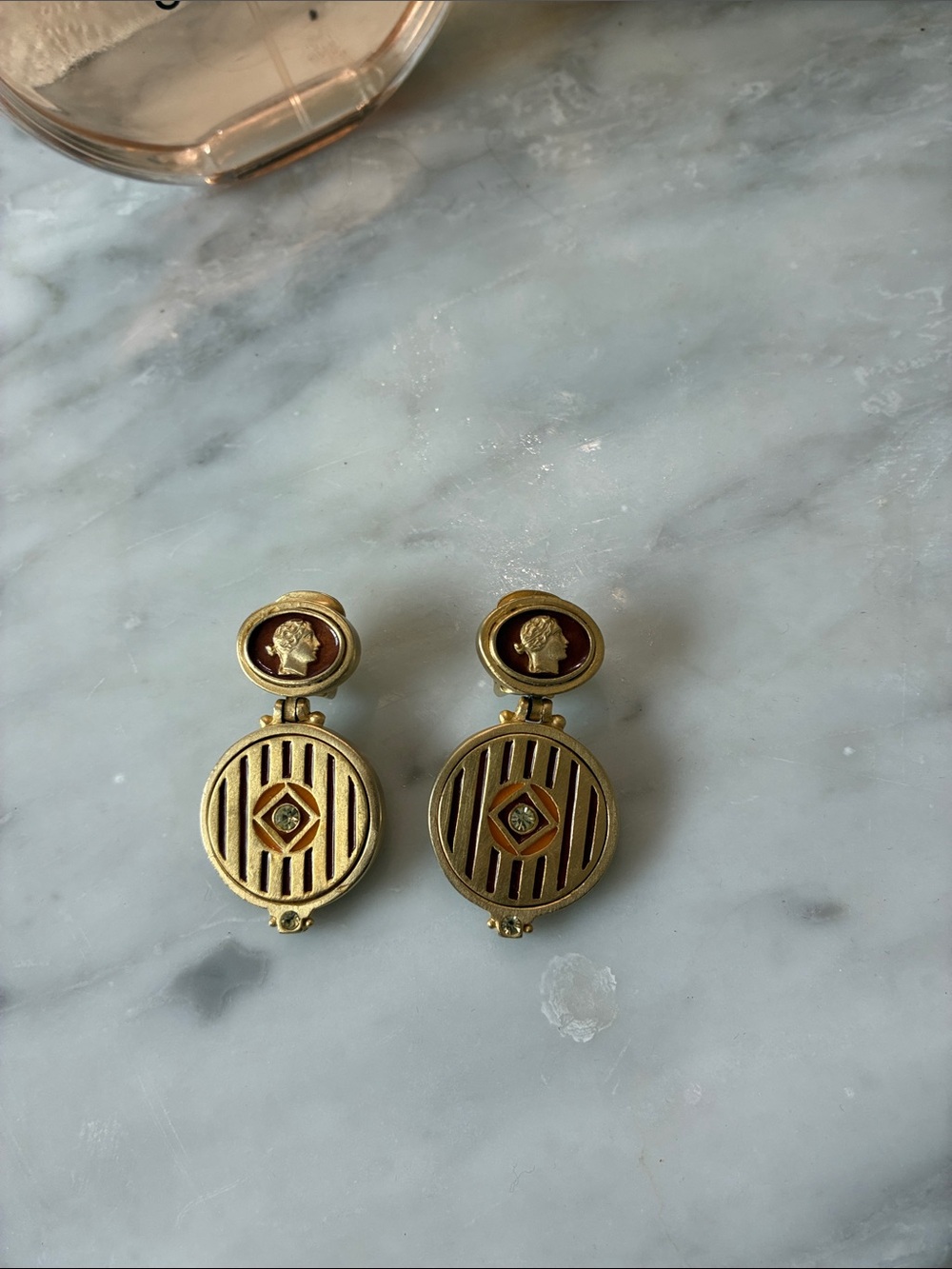 Vintage Style Gold-Tone Cameo Drop Earrings - Gold - Picture 5 of 7